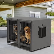 BingoPaw Heavy Duty Metal Dog Crate with Cover, Divider & Tray, 51.5L x 39.3W x 39.3H