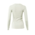 thumbnail image 3 of A2Y Women's Fitted Notched Neck Long Sleeve Thermal Knit Top Ivory S, 3 of 5