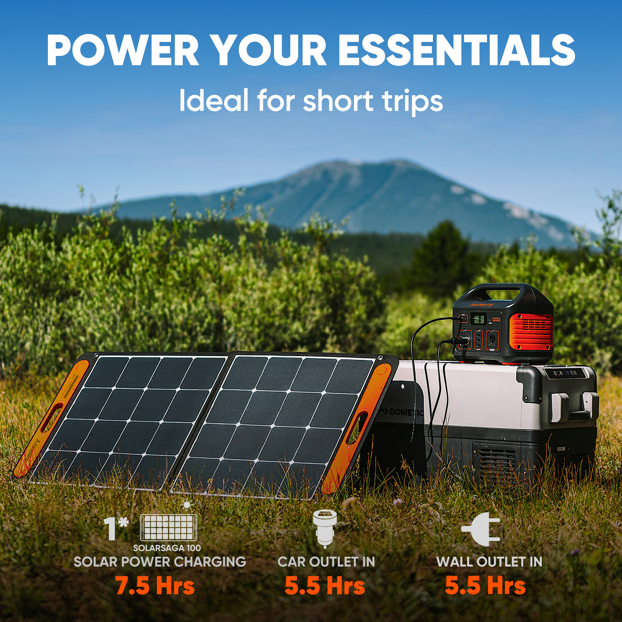 Jackery Solar Generator 500, 518Wh Outdoor Solar Generator Mobile Lithium Battery Pack with Solar Saga 100 for Road Trip Camping, Outdoor Adventure - image 4 of 6