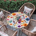 thumbnail image 3 of Round Tablecloth Watercolor Wild Flowers Print Elastic Edge Fitted Boho Floral Plastic Table Cover,Waterproof Oil Proof for Dinner,Outdoor, Picnic, 36" - 44"&nbsp; DIA Tables, 3 of 9