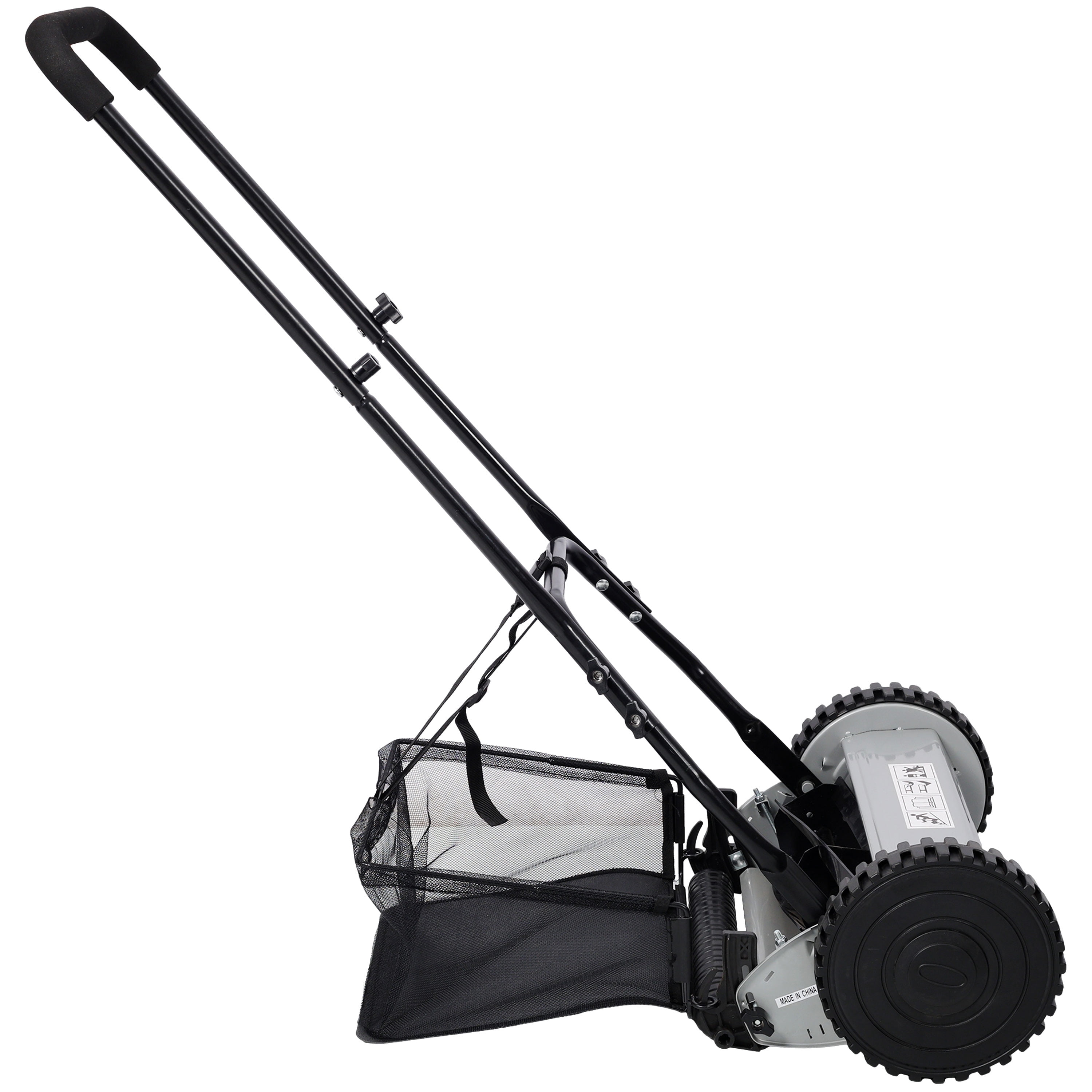 14-Inch 5-Blade Push Reel Lawn Mower with Grass Catcher, GRAY COLOR