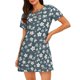 thumbnail image 1 of Fotbe Blue Flower Bata de Dormir para Mujer con Estampado, Camisón de Algodón de Manga Corta, Ropa de Dormir Casual, 1 of 6