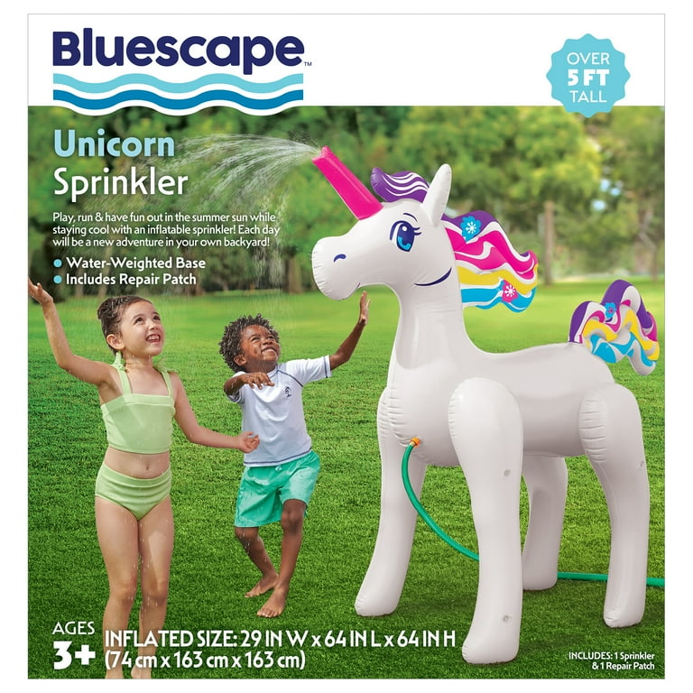 Bluescape Inflatable Unicorn Sprinkler White 5 feet Outdoor Kids