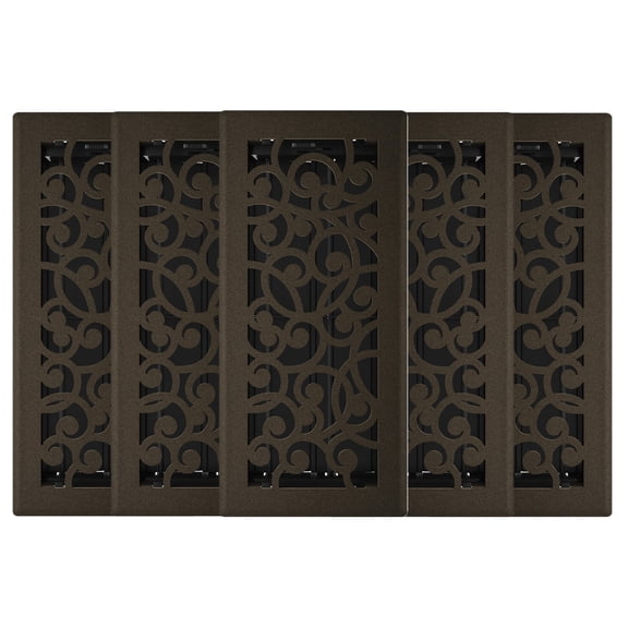 4in x 10in Wonderland Style Bronze Age Metal Heating and Cooling Air Floor Register (5 PACK) - Overall 5 1/4" x 11 1/4"