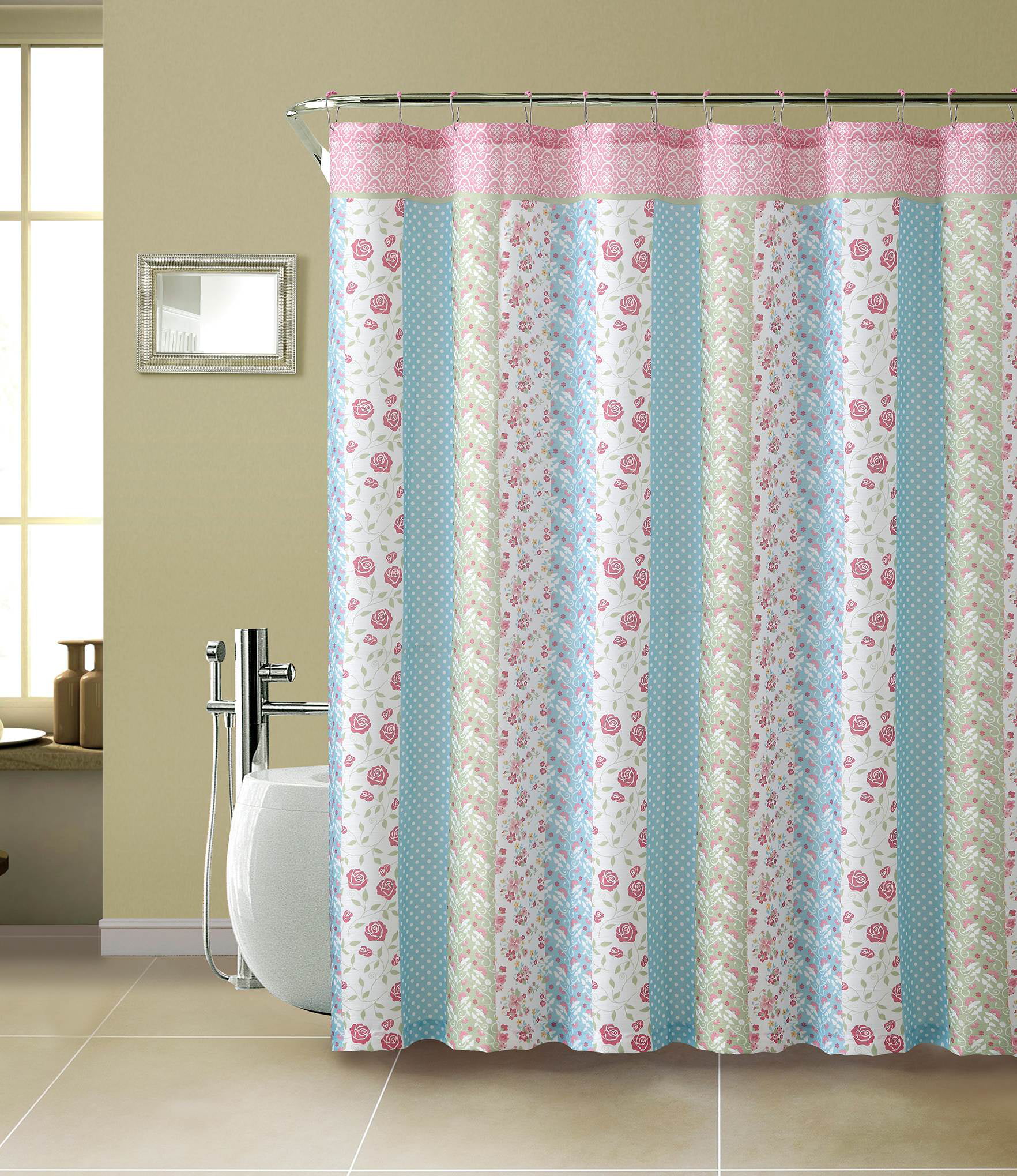 New 12 PCS Plastic Shower Curtain Hooks Rings Ribbed Bathroom multicolors  NEW! 