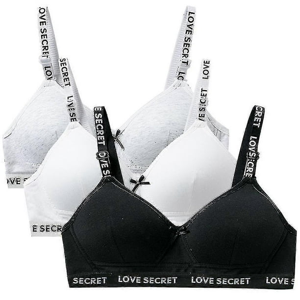 3-Pack Teenager Girls Bra and Underwear Set, Sports Soft Bra Without Underwire Seamless Padded Bralette Top Underwear For 12-18 Years Children And Wom