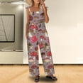 thumbnail image 4 of QATAINLAV Wide Leg Jumpsuits for Women 2025 Linen Sleeveless Strap Hippie Jumper Trendy Mushroom Print One Piece Pants with Pockets Going Out Outfits Ofertas Del Dia de Hoy Relampago Pink L, 4 of 8