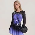 thumbnail image 2 of LIUHUO Girl's Long Sleeved Purple Gradient Figure Skating Dress Elegant Figure Skating Skirt for Performance and Practice, 2 of 10