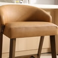 thumbnail image 6 of Guyou Modern Bar Stools Set of 4, 26" Counter Height Bar Stools with Footrests, PU Upholstered Kitchen Island Chairs for Dining Rooms, Kitchens, and Bars, Brown, 6 of 8