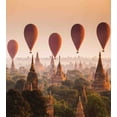 thumbnail image 3 of Ambesonne East Duvet Cover Set, Hot Air Balloon Myanmar, Queen, Peach Orange Cinnamon, 3 of 3