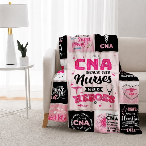SPXUBZ Nurse Theme Flannel Fleece Blanket, Soft Throw Blanket with Medical Inspired Design, Cozy Blanket for Home Sofa Bedroom 80"x60"