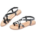 thumbnail image 2 of Ataiwee Women's Flat Slide Sandals - Casual Multiple Straps Criss Cross Thong Flat Summer Shoes., 2 of 7