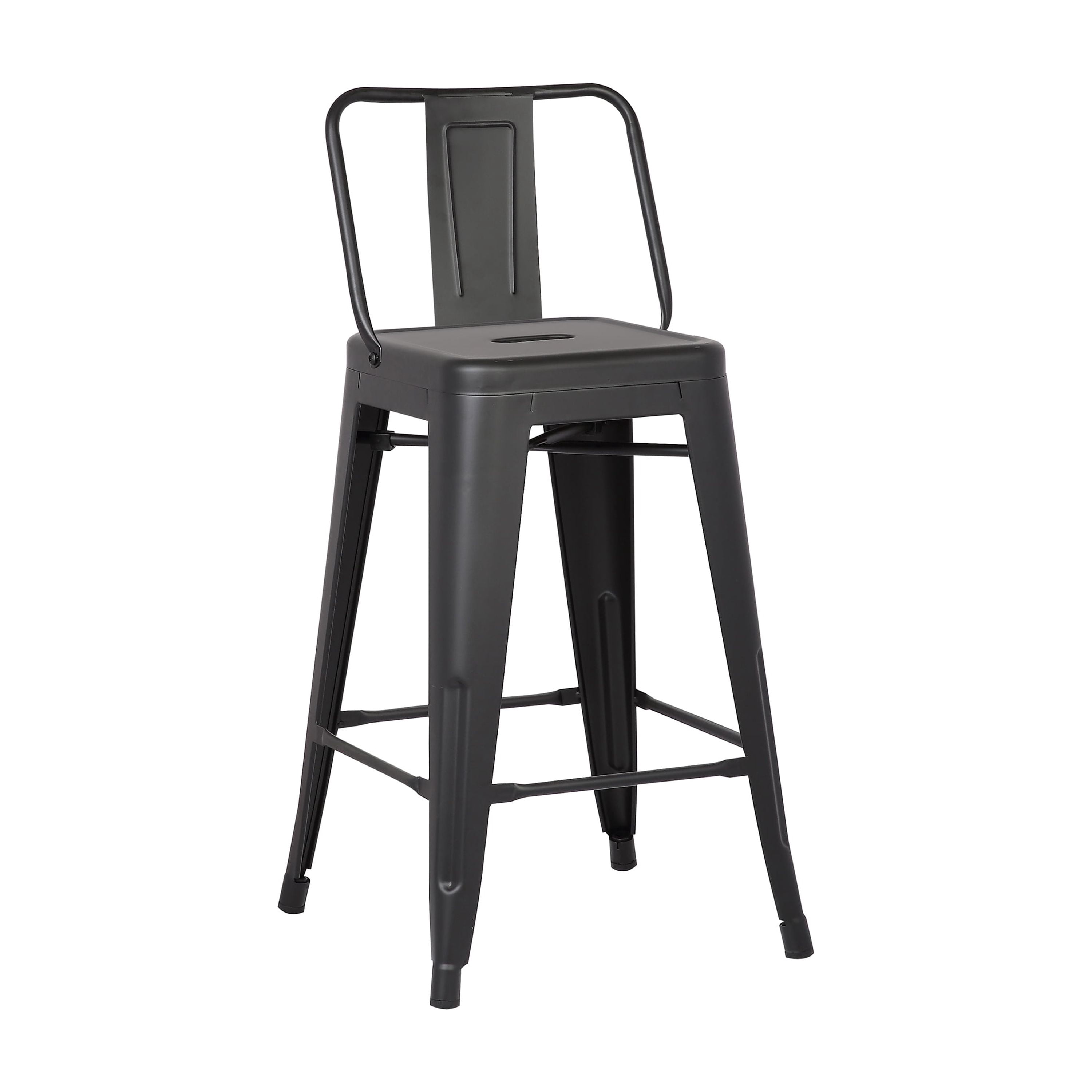 24"Metal Barstool,Country Rustic Style with Back, Kitchen Counter Bar Stool, Lightweight & Sturdy Build, Set of 4