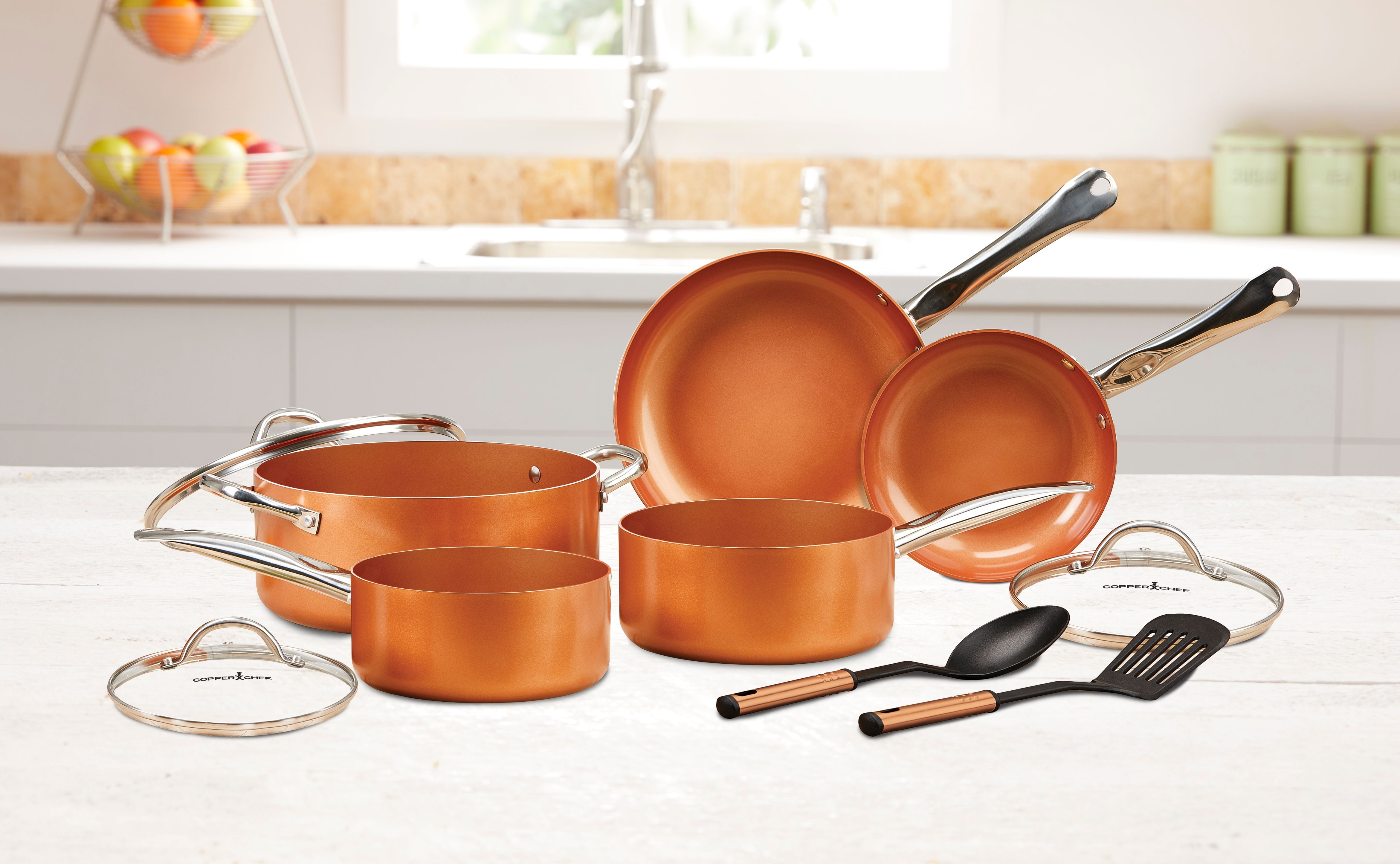 5 Piece Grey and Copper Induction Pan Set