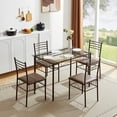 thumbnail image 2 of VECELO 5 Piece Dining Table Set, Glass Top Table & 4 Chairs for Dining Room, Kitchen Dining Room Table and Chairs Set for 4, Brown, 2 of 7