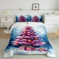 thumbnail image 2 of Manfei Christmas Tree Full Size Comforter Sets,Happy New Year Bedding Comforter Set,Purple Blue White Bedding Sets For Girls Teens,Ultra Soft Home Decor Reversible,3-Piece, 2 of 8