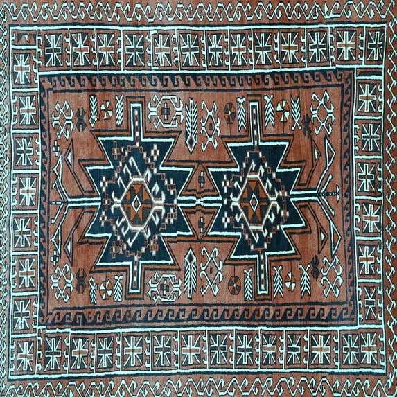 Ahgly Company Indoor Square Persian Light Blue Traditional Area Rugs, 6' Square