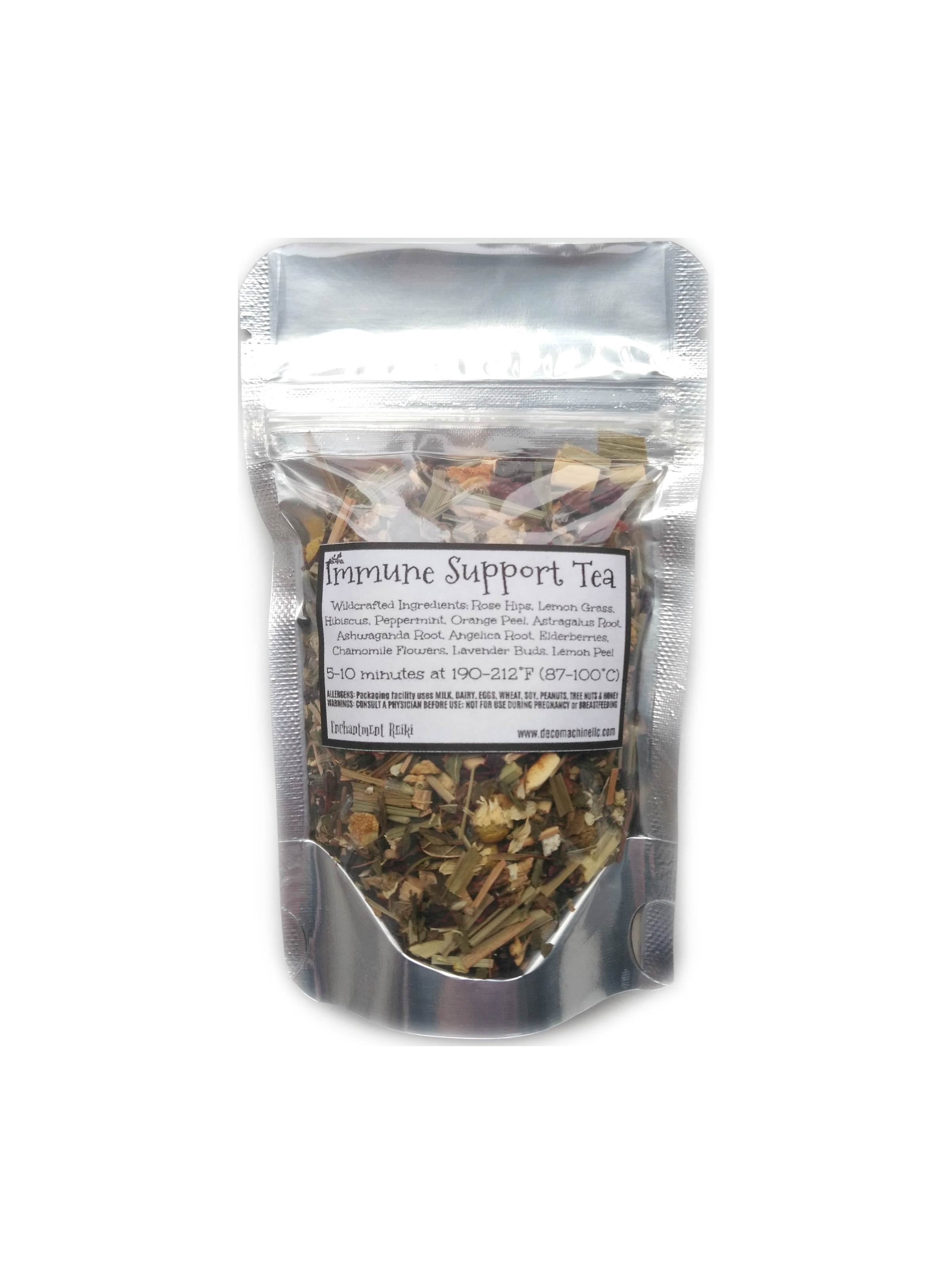 Reiki Charged Immune Support Tea Wildcrafted Loose Leaf Dried Herbs Astragalus Ashwaganda Angelica Root Elderberries 0.7 oz bag Small Sample Tea
