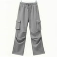 thumbnail image 7 of Guluxicc Cargo Sweatpants for Women Casual Wide Leg Open Bottom Sweatpants Elastic Waist Drawstring Cargo Pants, Gray, 2XL, 7 of 7