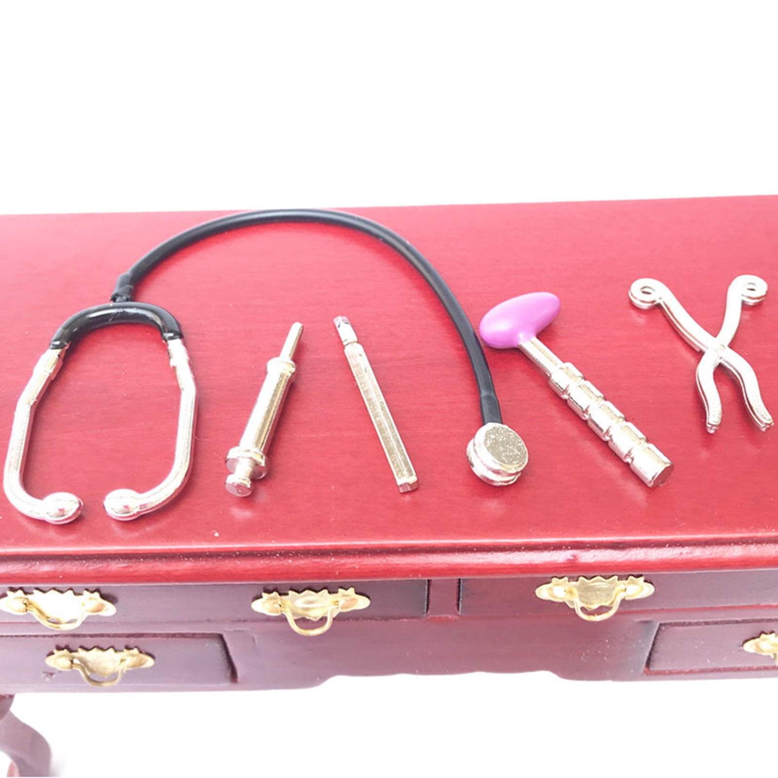5pcs/set Mini Medical Device Tool Dollhouse Auscultation Stethoscope BILU 