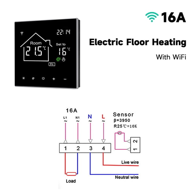 Tuya WiFi Smart Thermostat LCD Display Touch Screen For Electric Floor Heating Water/Gas Boiler Temperature Remote Controller Wireless ,Easy to Install