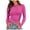 Hot Pink, variant on Womens Long Sleeve Stretch Crewneck Ribbed T-Shirt Slim Fit Casual Basic Tops Wine, XL