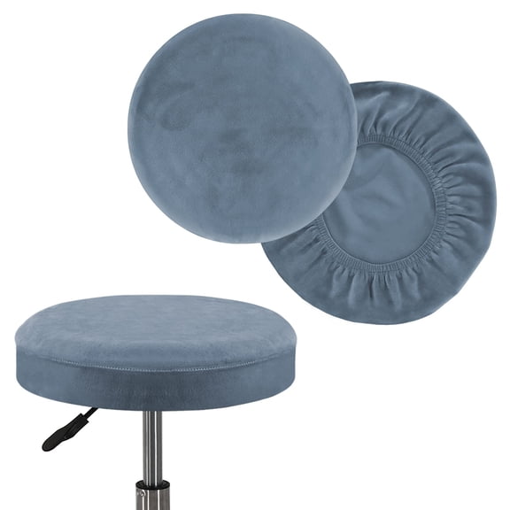 TAVENE 2 Pack Bar Stool Covers Round Stool Covers with Elastic Bands Bar Stool Seat Covers Slipcover Washable Stool Cushion Covers Feature Stretch Thick Fabric, Dia 12"-14", Medium, Stone Blue