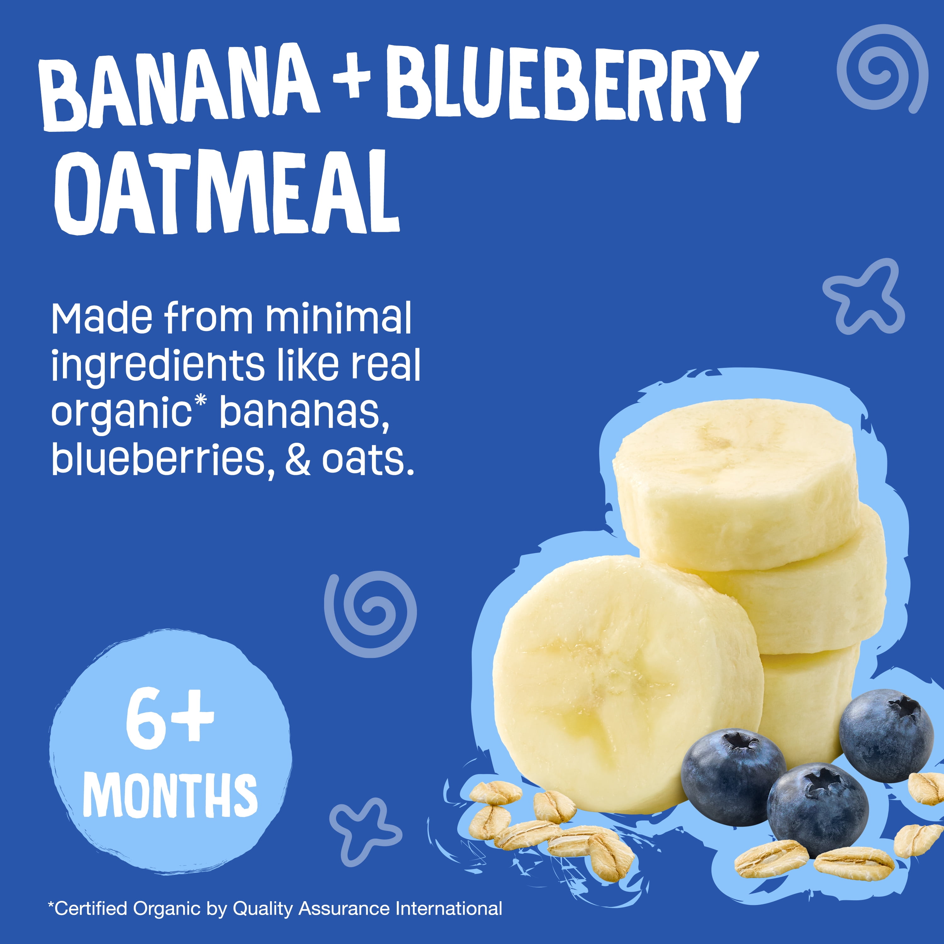 (12 pack) Earth's Best Organic Stage 2 Baby Food, Banana Blueberry Oat Fruit & Grain Puree, 3.5 oz Pouch