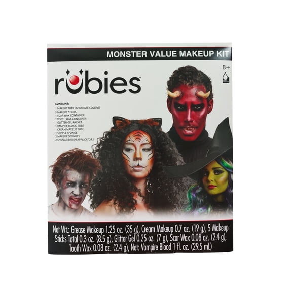 Monster Value Make-Up Kit, 18 Pieces, Halloween Costume Accessory for Adults, by Rubies