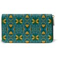 thumbnail image 2 of Seamless Wallpaper Pattern Green Drawing Personalized Leather Zipper Printed Clutch Bag Wallet Card Large Capacity Long Purse For Women, 2 of 5