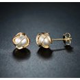 thumbnail image 3 of Veshon 18K Gold Plated Caged Pearl Stud Earrings，Minimalist Elegant Earrings，Cute Pearl Earrings Gift For Her, 3 of 5