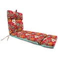 thumbnail image 4 of Jordan Manufacturing 72" x 22" Frawley Saxony Multicolor Stripe and Avianna Saxony Red Floral Reversible Rectangular Outdoor Chaise Lounge Cushion with Ties and Hanger Loop, 4 of 11