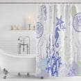 thumbnail image 3 of Coastal Purple Shower Curtain, Waterproof Shower Curtains for Bathroom, Ocean Coral Starfish Jellyfish Seahorse Washable Fabric Bathtub Curtain Set Bath Decor with 12 Hooks Stall 36"x72", 3 of 8