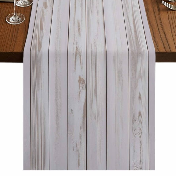 Wood Grain Rustic 70 Inch Table Runner, Farmhouse Striped Wooden Plank Farmhouse Dresser Scarf Cotton & Linen Tablerunner for Dining/Kitchen Island/Holiday Party Décor 13" x 70"