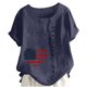 thumbnail image 1 of Camiseta Casual de Manga Corta con Botón de Cuello Redondo de las Mujeres, Tops Cortos para las Mujeres, 1 of 3
