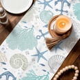thumbnail image 3 of Coral Anchor Coastal Table Runner 72 Inches, Blue Summer Nautical Starfish Bed Runner Dresser Scarves Tabletop for Indoor Outdoor Parties/Ceremony/Banquet, 14" x 72", 3 of 9