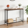 thumbnail image 2 of 41.5" Industrial Narrow Console Table - Fluted Glass Shelf & Metal Frame Behind Couch Entryway Table for Living Room/Foyer, 2 of 7