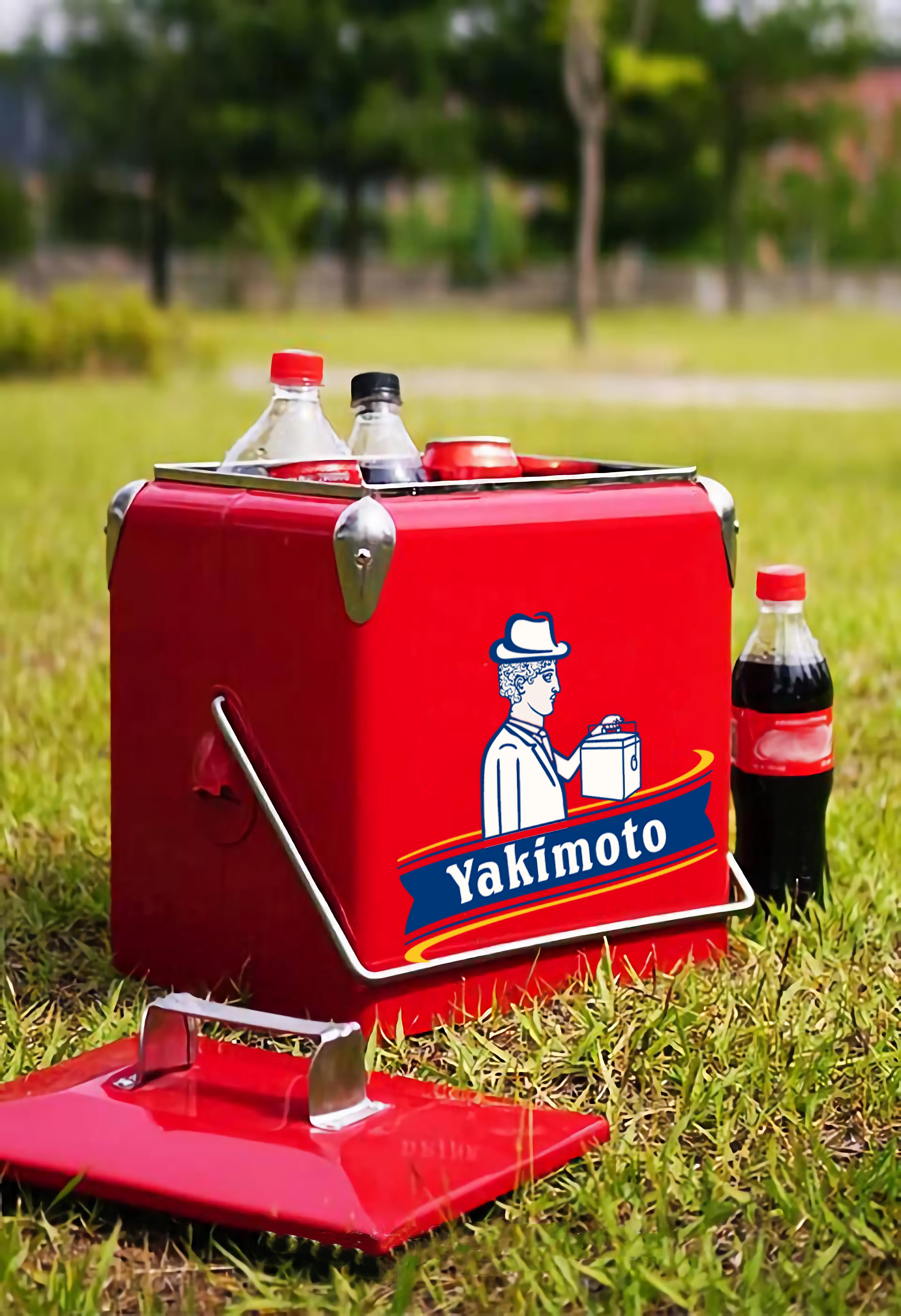 Yakimoto 14-Quart Retro Metal Ice Chest Cooler with built-in Bottle Opener and 72-Hour Ice Retention for camping and travel