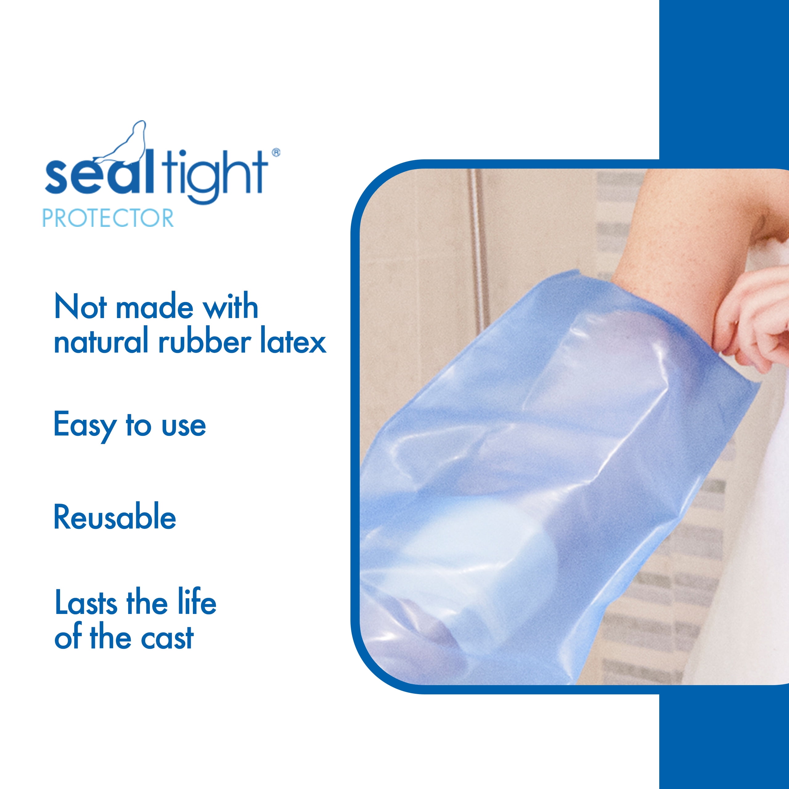 Seal-Tight Protector - Mid Arm Protector, Blue, Medium (for 10in - 15in  Upper Arm Circumference) 