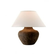 Earthy Table Lamp with Aged Textures in Sienna Finish with Drum Shape Linen Shade 20 inches W X 20 inches H Bailey Street Home 154-Bel-2994864