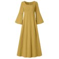 thumbnail image 4 of BangWanChi Summer Dresses for Women 2024 Long Dresses for Women Dresses for Women Women Versatile Comfort Temperament Solid Color Long Sleeved Round Neck Dress, 4 of 6