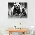 thumbnail image 2 of COMIO  Bears Family Canvas Print Wall Art Black and White Grizzly Bear Picture Painting Decorations for Farmhouse Cabin Gallery Canvas Wrapped, 2 of 4