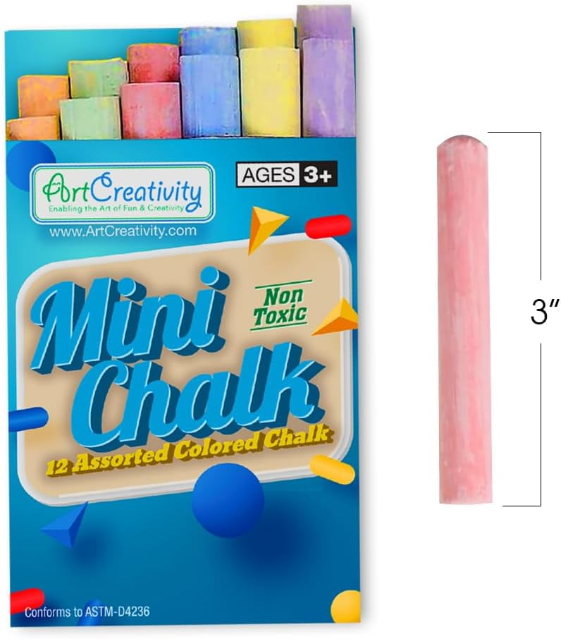 ArtCreativity Mini Chalk Set – Non-Toxic, Washable Sidewalk
