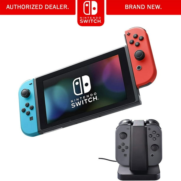 Nintendo Switch Neon Blue And Red Joy Con With Charging Dock Bundle E1nthacskabaa Walmart Com Walmart Com