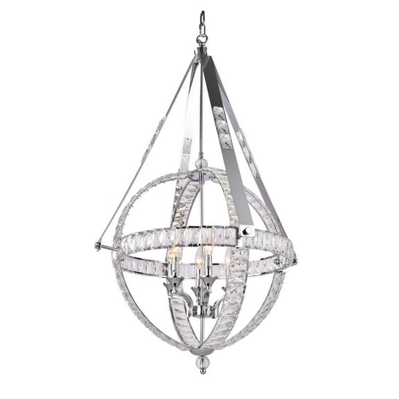 Bethel International Chandelier Chrome Metal & Crystal