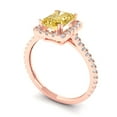 thumbnail image 2 of Clara Pucci 14K Rose Gold Solid Gold Citrine Solitaire with Accents Anniversary Ring for Women - 1.86 cttw Emerald Cut, 2 of 8