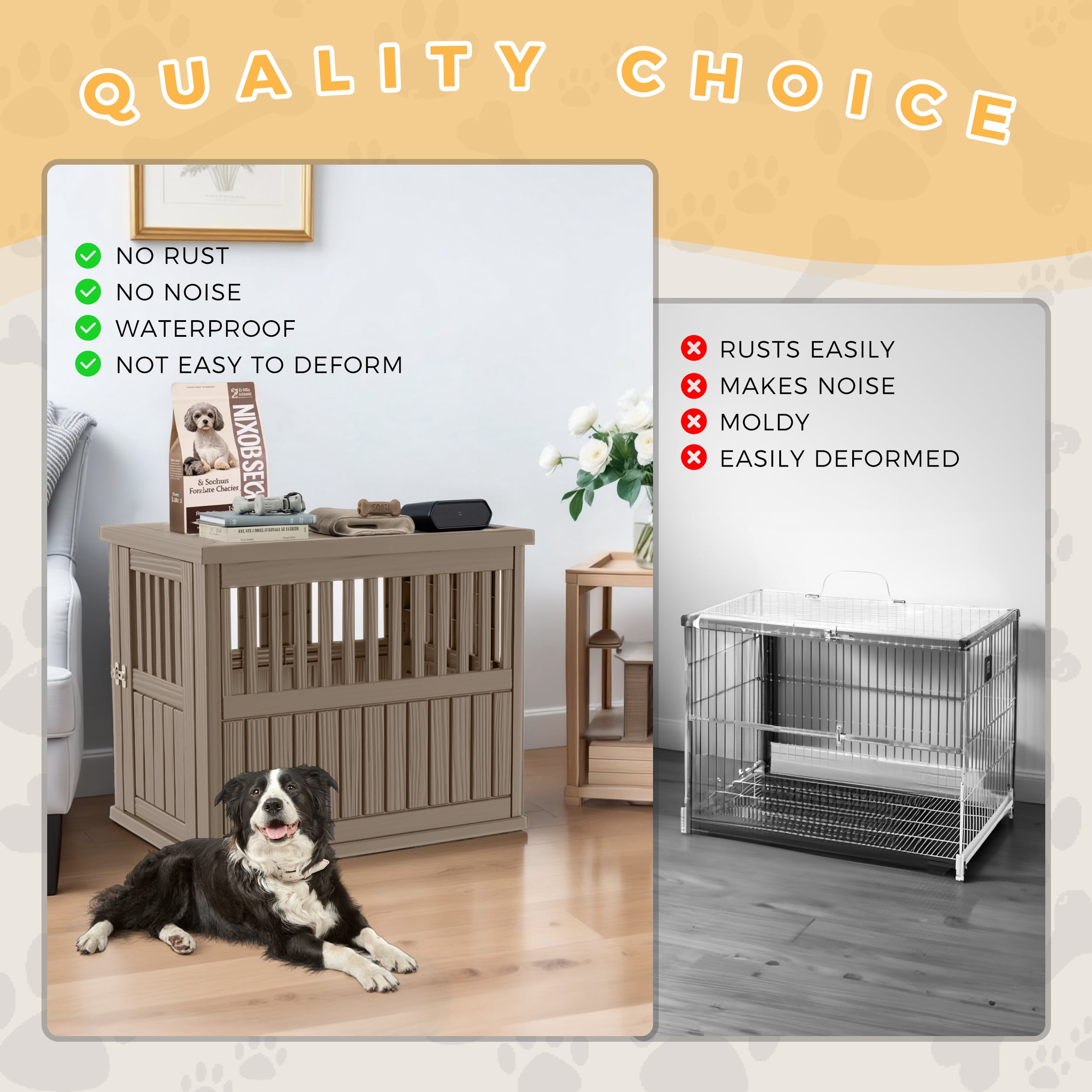 EasyUp Dog Crate Furniture End Table Night Stand Furniture with Lockable Latch for Small to Large Dogs Side End Table, Modern Dogs Kennel Indoor