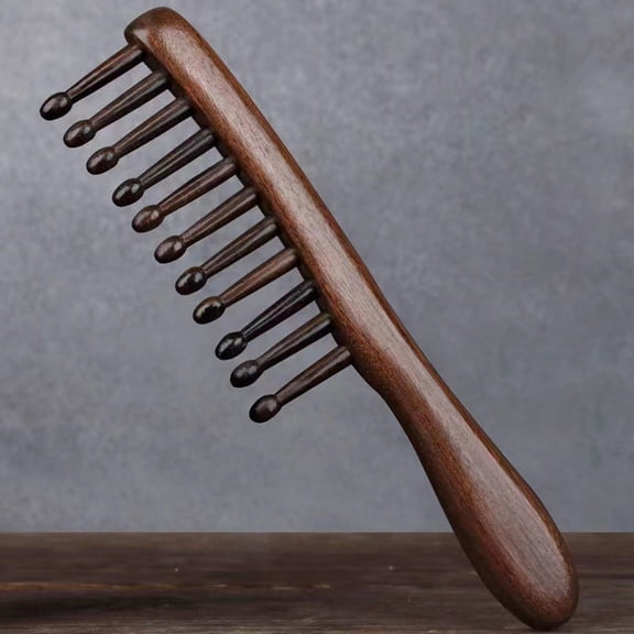 dianhelloya Sandalwood Scalp Massage Comb Wide Teeth Anti-static Hair Growth Men Women Head Massager Brush Wooden Manual Gua Sha Comb(Random Color)