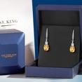thumbnail image 5 of Gem Stone King 925 Sterling Silver Yellow Citrine and White Created Sapphire Dangle Earrings for Women with Lab Grown Diamond (3.83 Cttw, Oval Checkerboard 9X7MM), 5 of 6