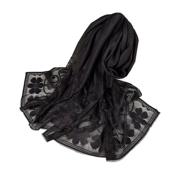 SWSMCLT Women's Elegant Pashmina Fashion Soft Fall Luxury Pashmina Shawl Muffler Lace Party Light Holiday Black One Size